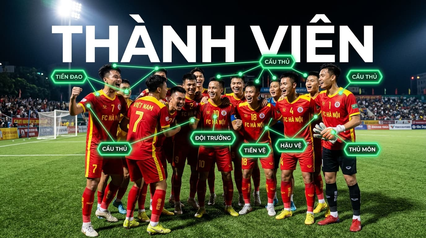 Quản lý đội hình danh sách thành viên của Fball.vn