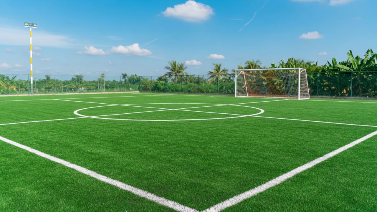 Sân bóng 7 người dưới ánh đèn buổi tối